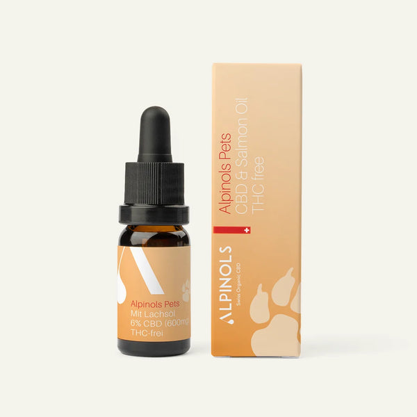 HUILE CBD BIO (6%) POUR CHIENS À L'HUILE DE SAUMON, SANS THC